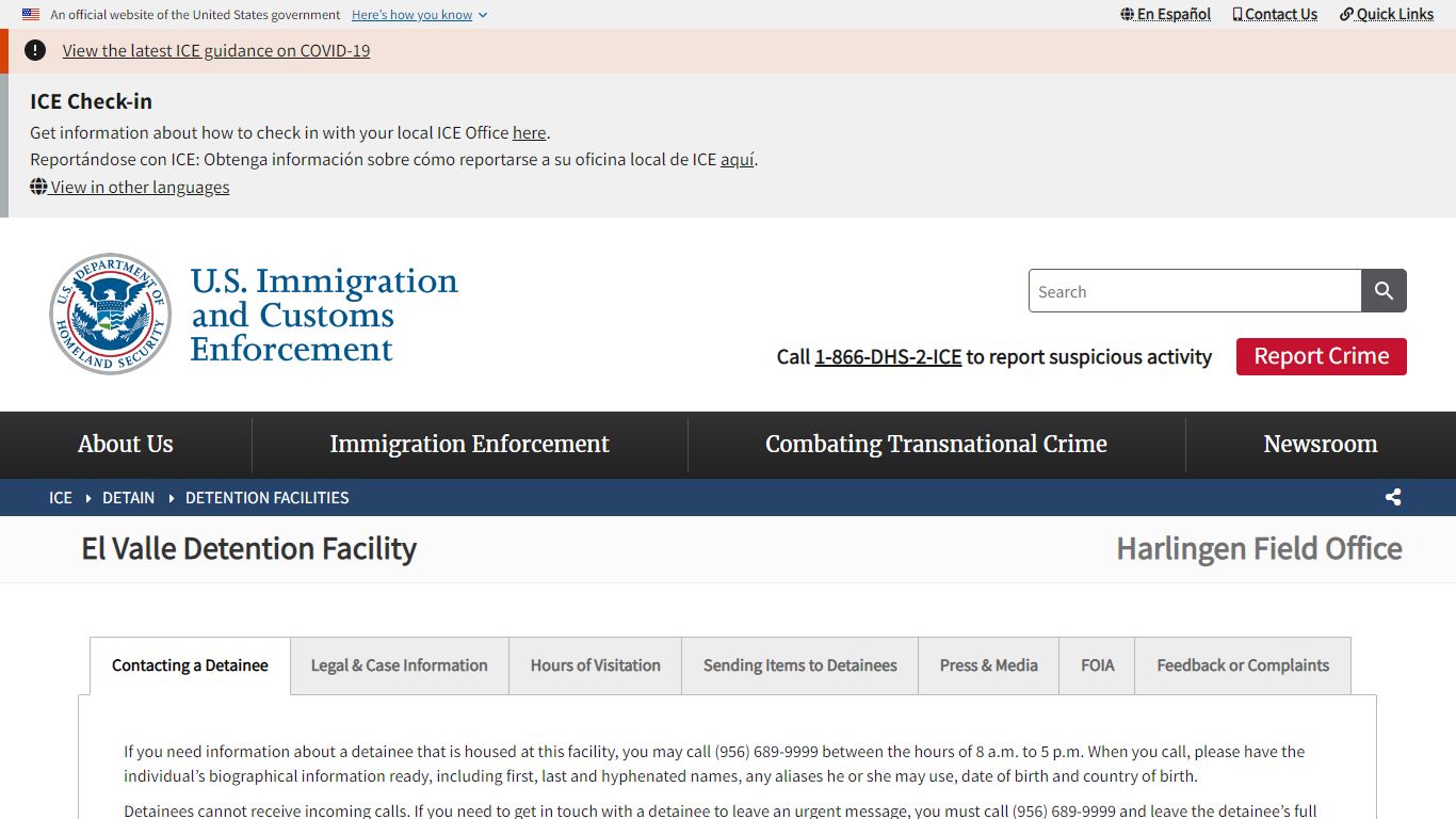 El Valle Detention Facility | ICE