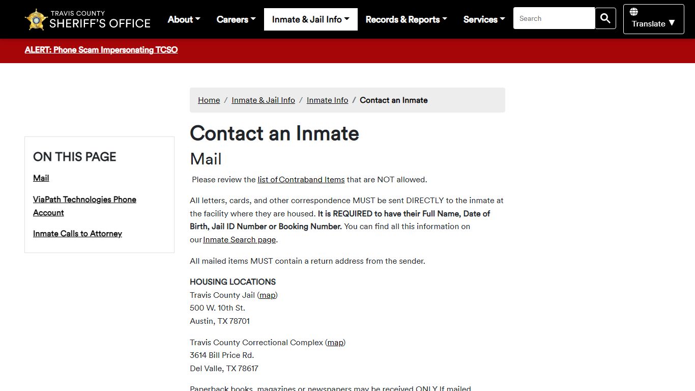 Contact an Inmate