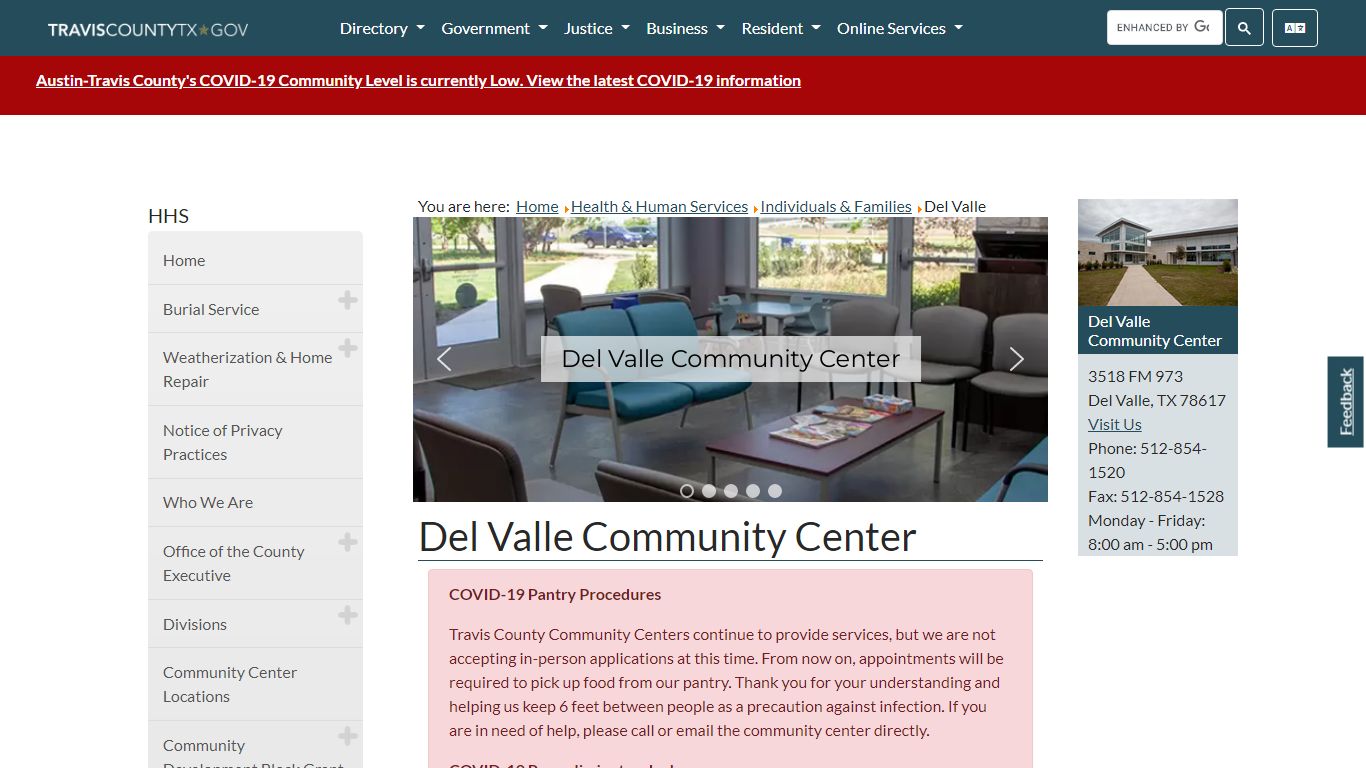 Del Valle Community Center - Travis County, Texas